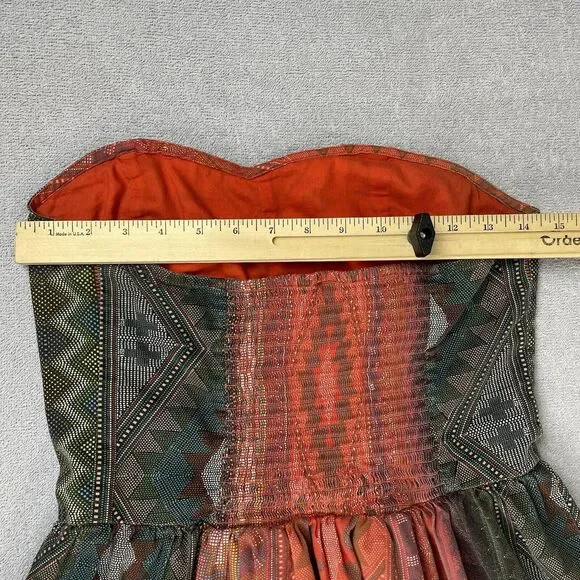 Arizona Jeans Aztec Tribal Print Strapless Dress Women's Size Large Short Cotton - Picture 8 of 14